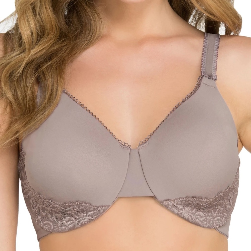Olga Luxury Lift Underwire Lace Bra Gray Purple Size 36DD Style 35063